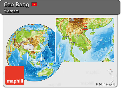 Physical Location Map of Cao Bang, within the entire country