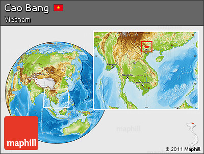 Physical Location Map of Cao Bang, within the entire country