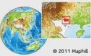 Physical Location Map of Cao Bang, highlighted country