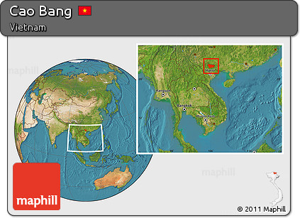 Satellite Location Map of Cao Bang, within the entire country