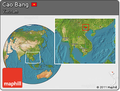 Satellite Location Map of Cao Bang, within the entire country