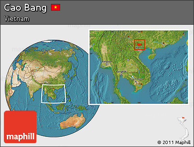 Satellite Location Map of Cao Bang, within the entire country