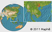 Satellite Location Map of Cao Bang, within the entire country