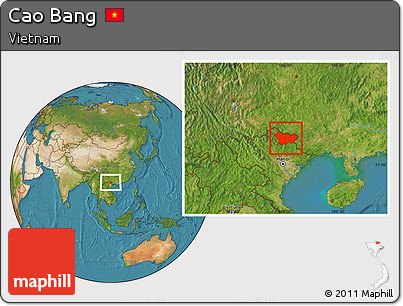 Satellite Location Map of Cao Bang