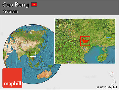Satellite Location Map of Cao Bang