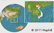 Satellite Location Map of Cao Bang, highlighted country, within the entire country