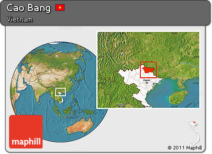 Satellite Location Map of Cao Bang, highlighted country