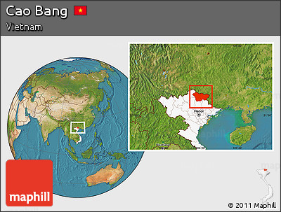 Satellite Location Map of Cao Bang, highlighted country