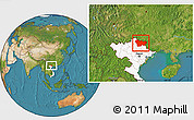 Satellite Location Map of Cao Bang, highlighted country