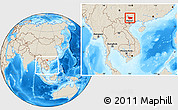 Shaded Relief Location Map of Cao Bang, within the entire country