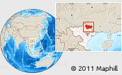 Shaded Relief Location Map of Cao Bang, highlighted country