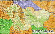 Physical Map of Cao Bang, political shades outside