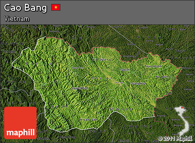 Satellite Map of Cao Bang, darken