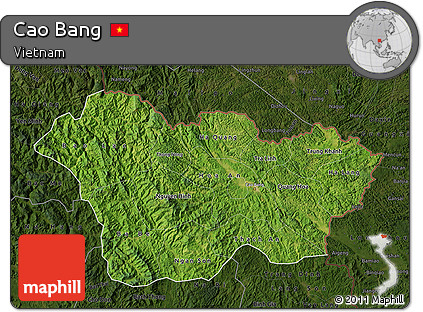 Satellite Map of Cao Bang, darken