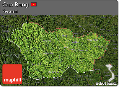 Satellite Map of Cao Bang, darken