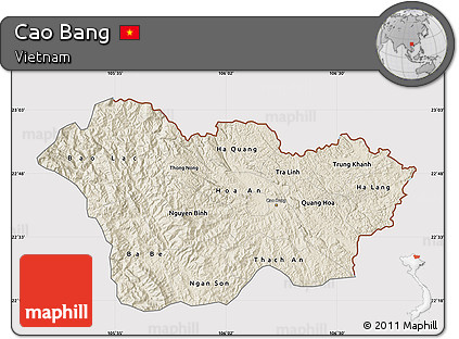 Shaded Relief Map of Cao Bang, cropped outside