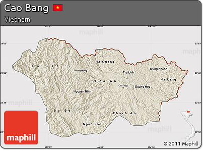 Shaded Relief Map of Cao Bang, cropped outside