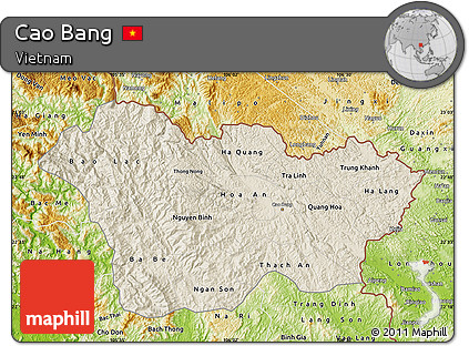 Shaded Relief Map of Cao Bang, physical outside