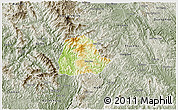 Physical 3D Map of Ngan Son, semi-desaturated