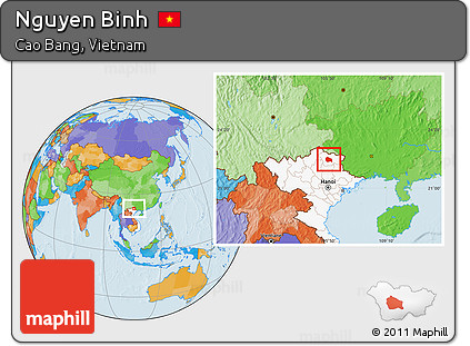 Political Location Map of Nguyen Binh, highlighted country