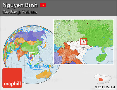Political Location Map of Nguyen Binh, highlighted country