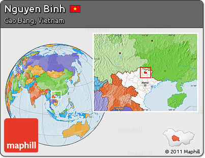 Political Location Map of Nguyen Binh, highlighted country