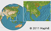 Satellite Location Map of Nguyen Binh, within the entire country