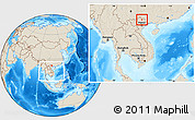 Shaded Relief Location Map of Nguyen Binh, within the entire country