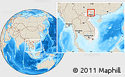 Shaded Relief Location Map of Nguyen Binh, highlighted country, within the entire country