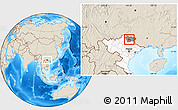 Shaded Relief Location Map of Nguyen Binh, highlighted country, highlighted parent region