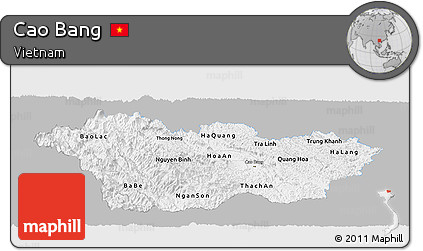 Gray Panoramic Map of Cao Bang, single color outside
