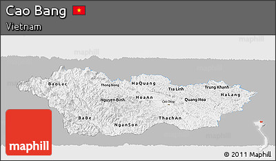 Gray Panoramic Map of Cao Bang, single color outside