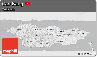 Gray Panoramic Map of Cao Bang, single color outside