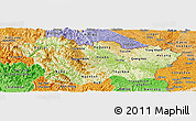 Physical Panoramic Map of Cao Bang, political shades outside