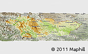 Physical Panoramic Map of Cao Bang, semi-desaturated