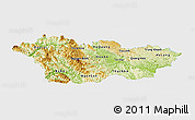 Physical Panoramic Map of Cao Bang, single color outside