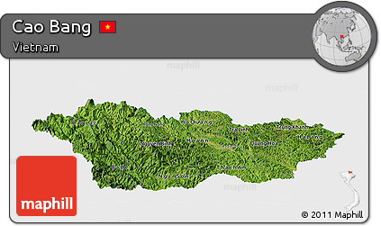 Satellite Panoramic Map of Cao Bang, single color outside