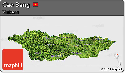 Satellite Panoramic Map of Cao Bang, single color outside