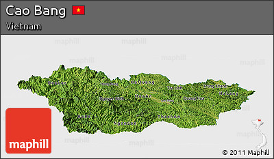 Satellite Panoramic Map of Cao Bang, single color outside