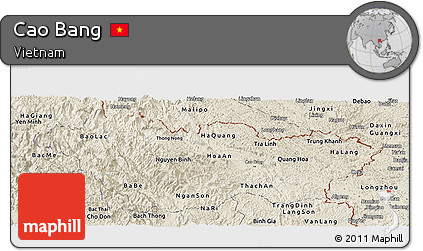Shaded Relief Panoramic Map of Cao Bang