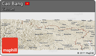 Shaded Relief Panoramic Map of Cao Bang