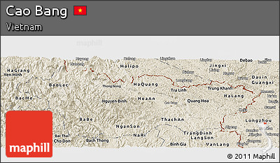 Shaded Relief Panoramic Map of Cao Bang