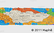 Shaded Relief Panoramic Map of Cao Bang, political outside