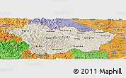 Shaded Relief Panoramic Map of Cao Bang, political shades outside