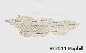 Shaded Relief Panoramic Map of Cao Bang, single color outside