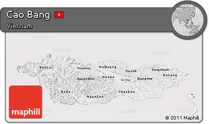 Silver Style Panoramic Map of Cao Bang, single color outside