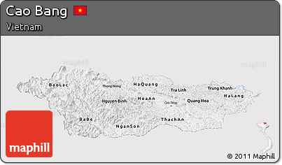 Silver Style Panoramic Map of Cao Bang, single color outside