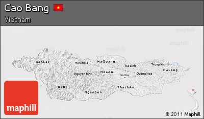Silver Style Panoramic Map of Cao Bang, single color outside