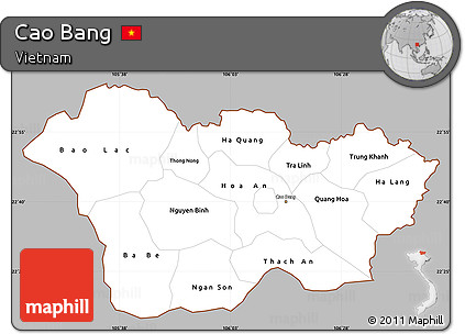 Gray Simple Map of Cao Bang, cropped outside