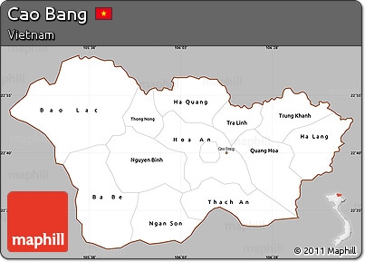 Gray Simple Map of Cao Bang, cropped outside